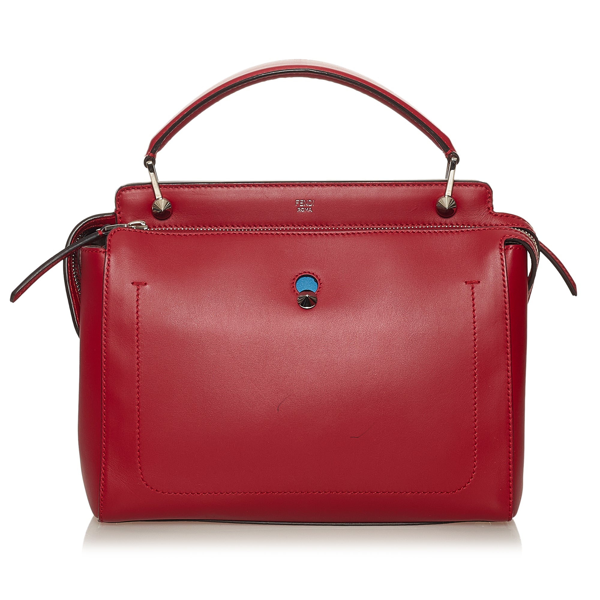 Red Large Leather Satchel | Designer