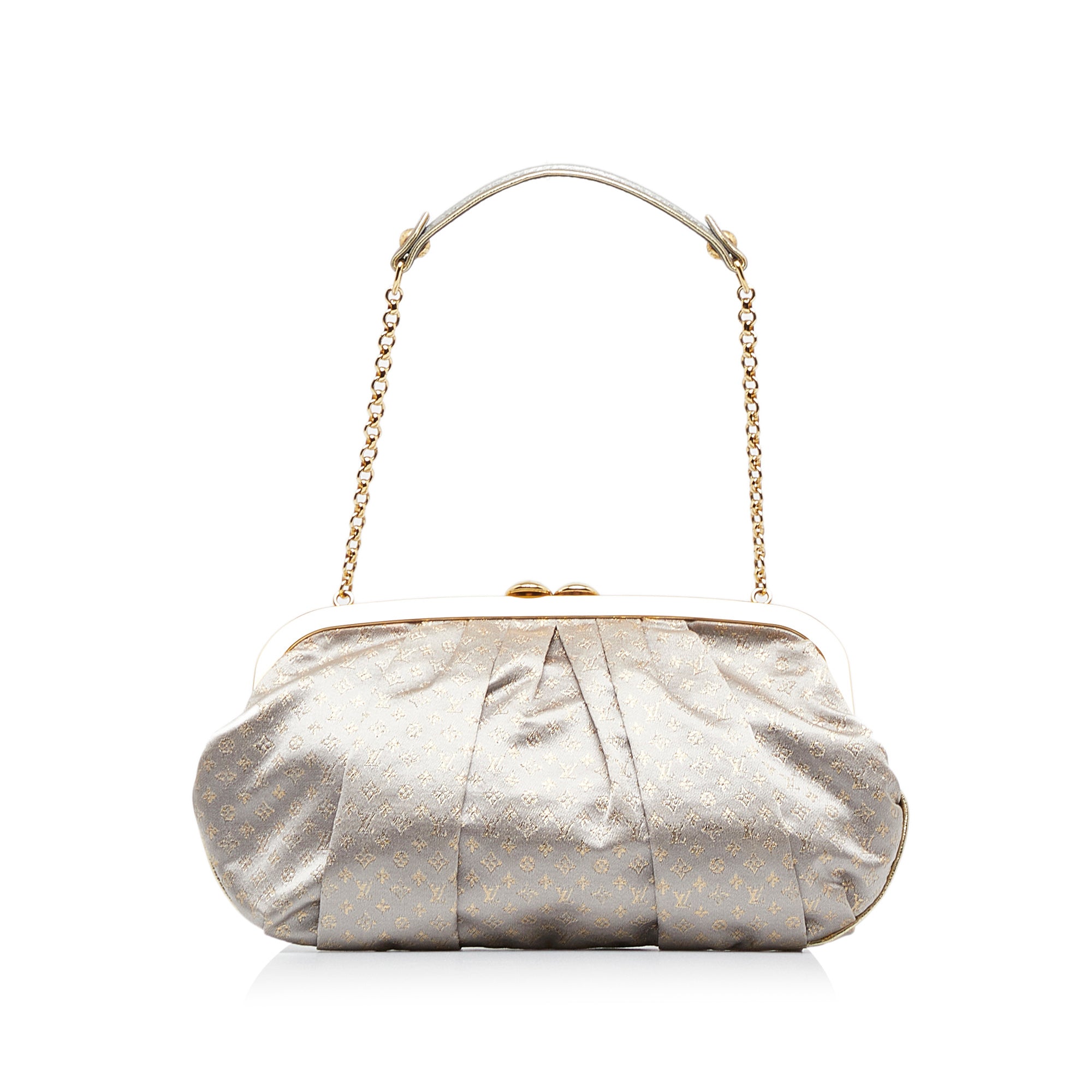 Silver Louis Vuitton Monogram Satin Aumoniere Clutch Bag