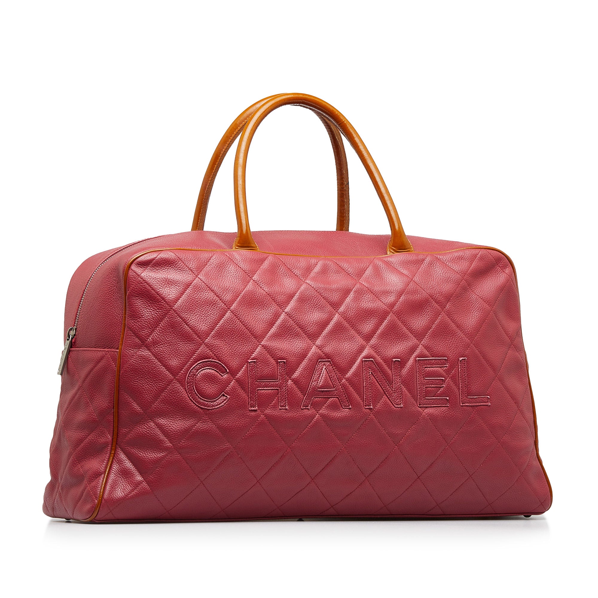 Red Chanel Quilted Caviar Grand Logo Duffle Bag – Designer Revival