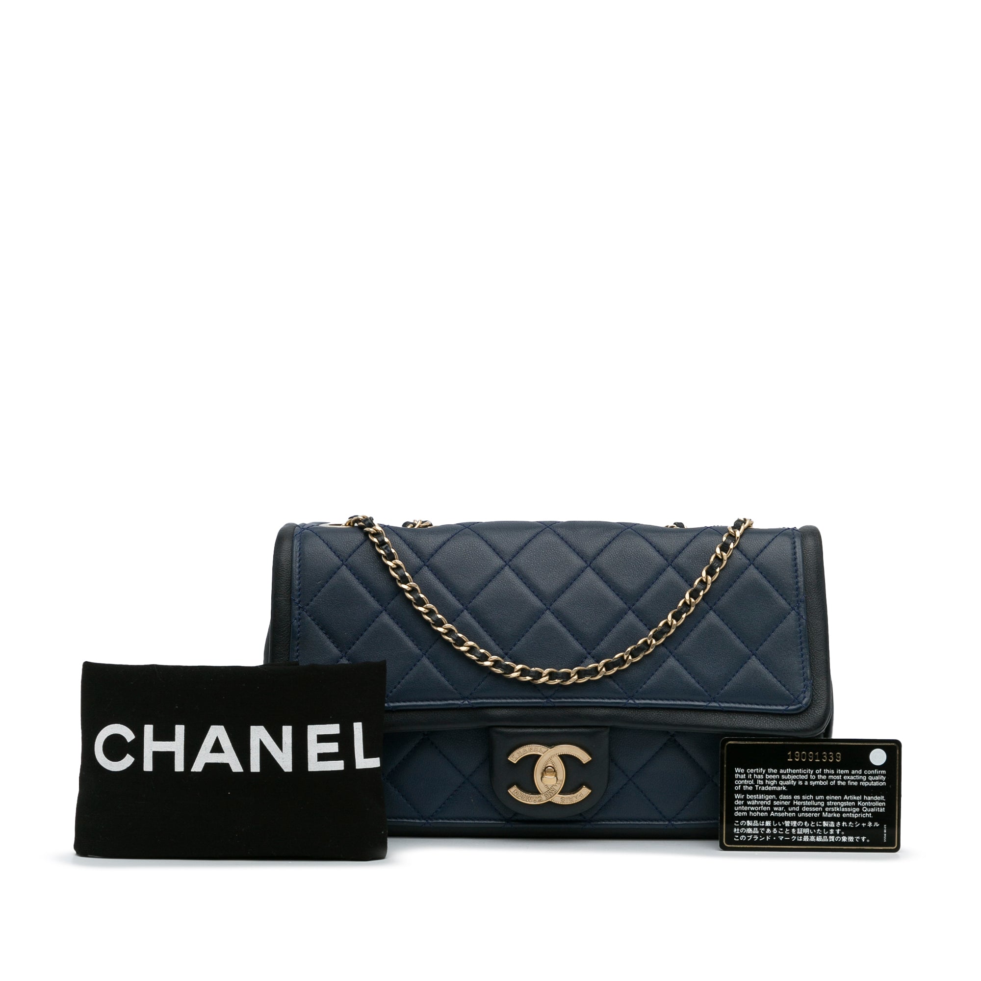 CHANEL Calfskin Quilted Medium Graphic Flap Black White | FASHIONPHILE