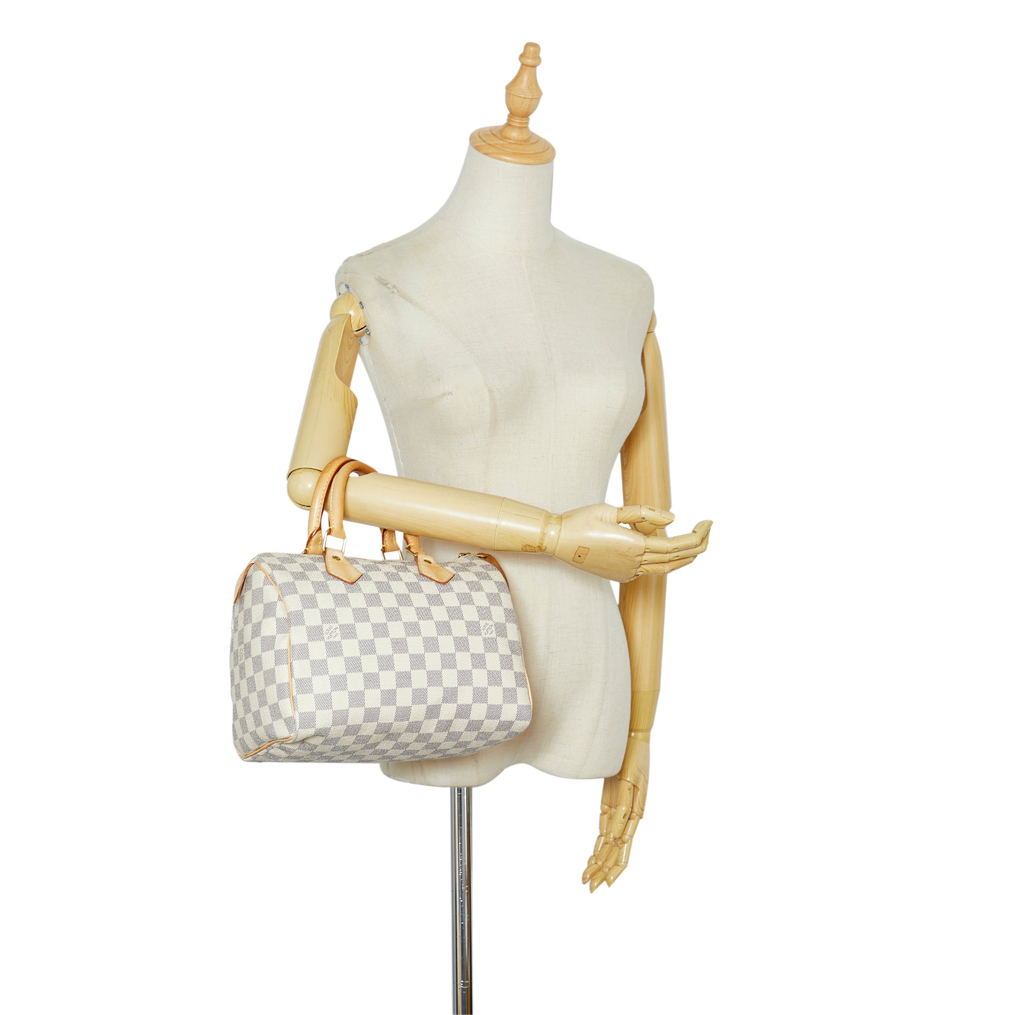 LOUIS VUITTON, Speedy 25 in white damier canvas For Sale at