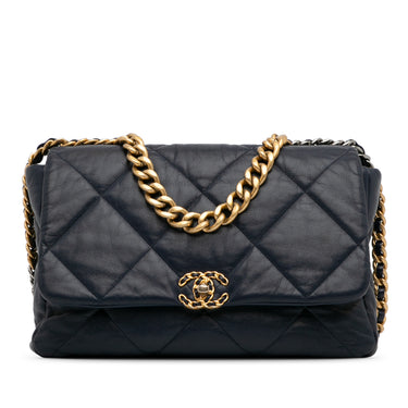 Blue Chanel Large 19 Flap Bag Satchel - Designer Revival