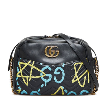 Black Gucci Gucci Ghost GG Marmont Crossbody Bag - Designer Revival