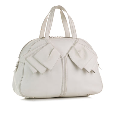 White YSL Obi Bowler Handbag - Designer Revival