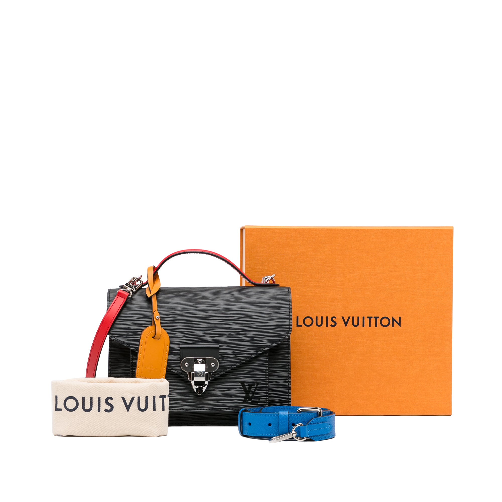 Authentic Louis Vuitton Epi Monceau Red Leather Handbag Push