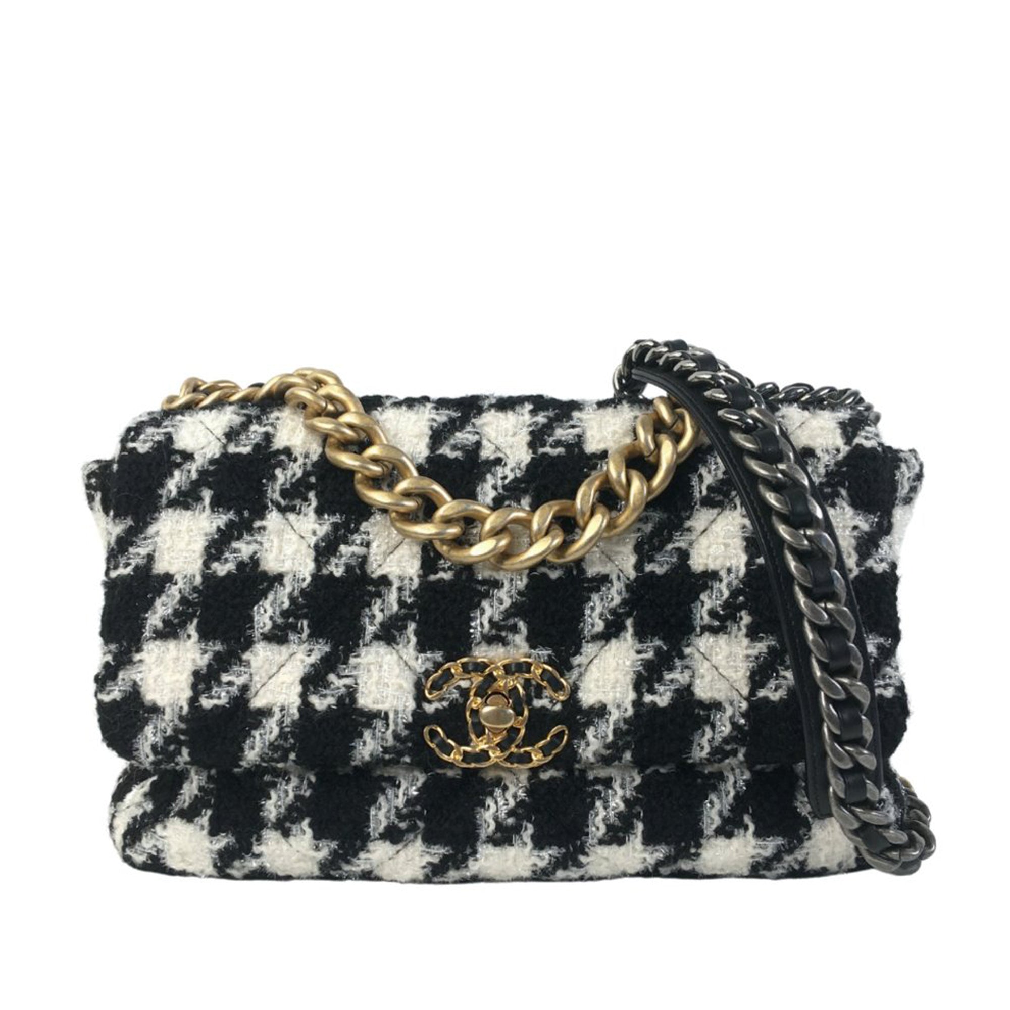 Chanel - Authenticated Handbag - Tweed Black Houndstooth for Women, Very Good Condition