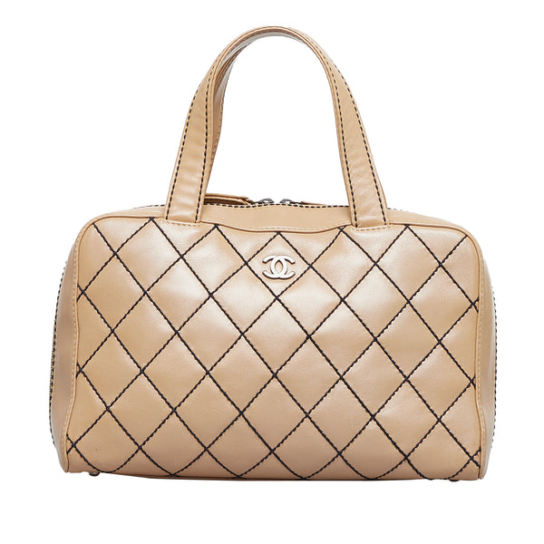 Chanel Vintage Diamond Stitch Boston Bag Quilted Lambskin Large in