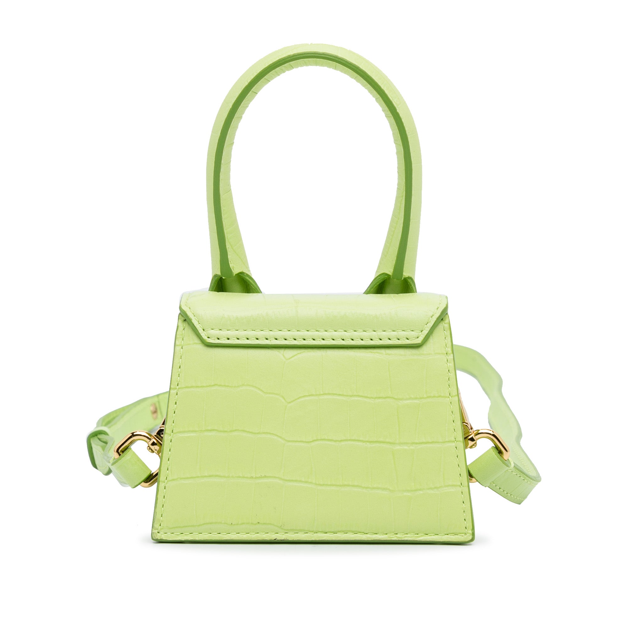 Green Jacquemus Le Chiquito Embossed Leather Bag Satchel - Designer Revival
