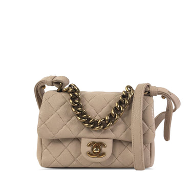 Taupe Chanel Mini Paris Rome Calfskin Trapezio Bag - Designer Revival
