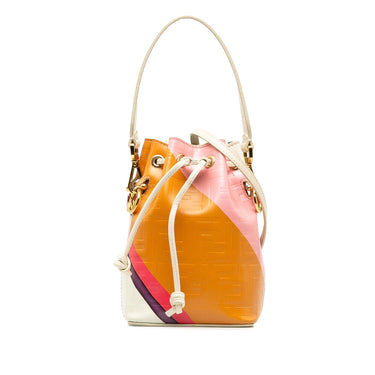 Multicolor Fendi FF Embossed Striped Mini Mon Tresor Bucket Bag - Designer Revival