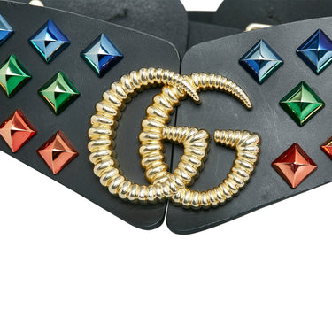 Black Gucci Studded Torchon Wide Belt IT 26 - Designer Revival