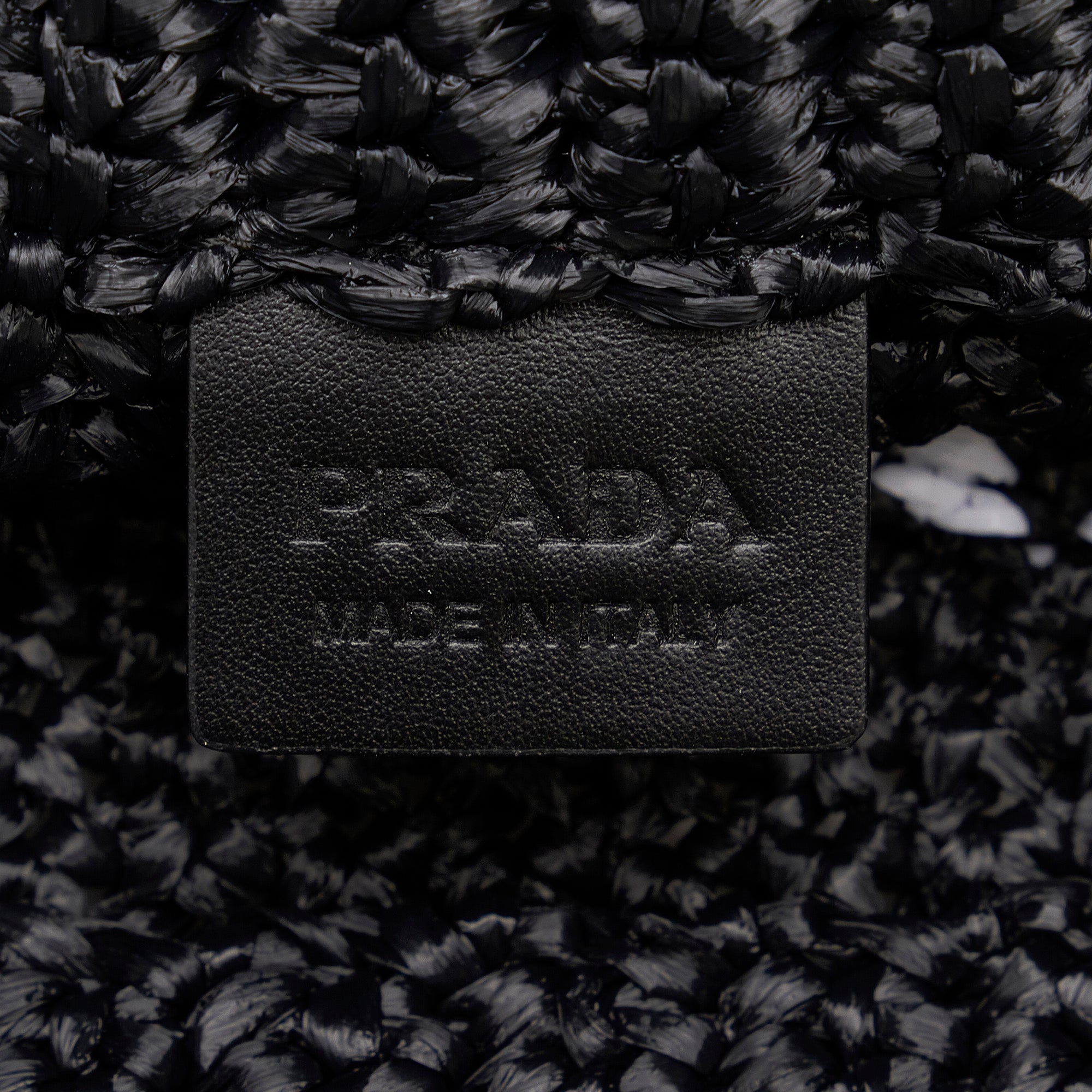 Black Prada Raffia Logo Tote - Designer Revival