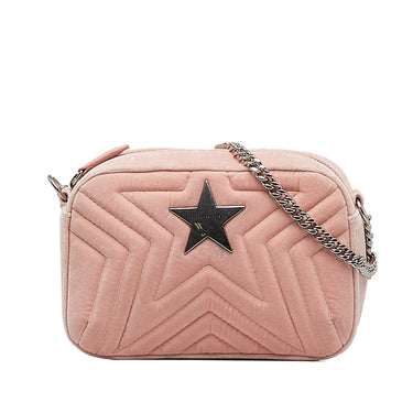 Pink Stella McCartney Quilted Star Velvet Crossbody Bag - Designer Revival