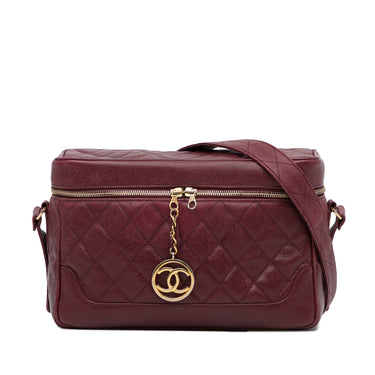 Red Chanel Large Quilted Caviar Zip Box Bag - Designer Revival