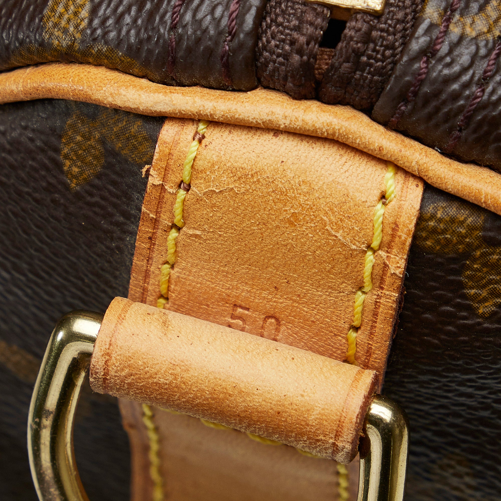 Louis Vuitton Monogram Keepall 50 Leather Fabric Brown Boston Bag