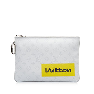 White Louis Vuitton Monogram Logo Story Pochette GM Clutch Bag - Designer Revival