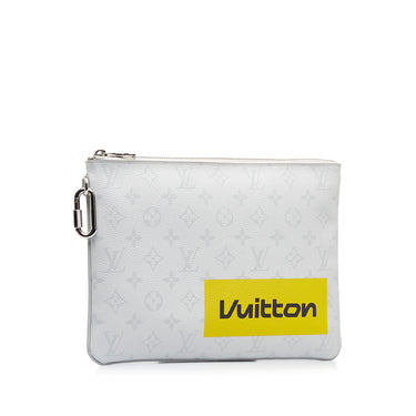 White Louis Vuitton Monogram Logo Story Pochette GM Clutch Bag - Designer Revival