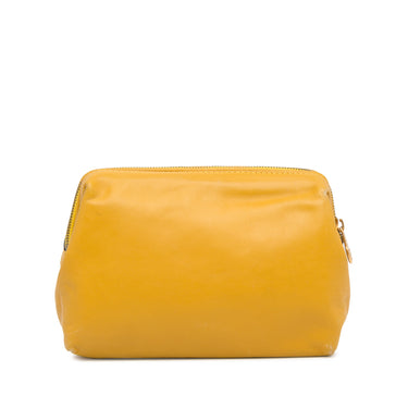 Yellow Celine Leather Cosmetic Pouch - Designer Revival