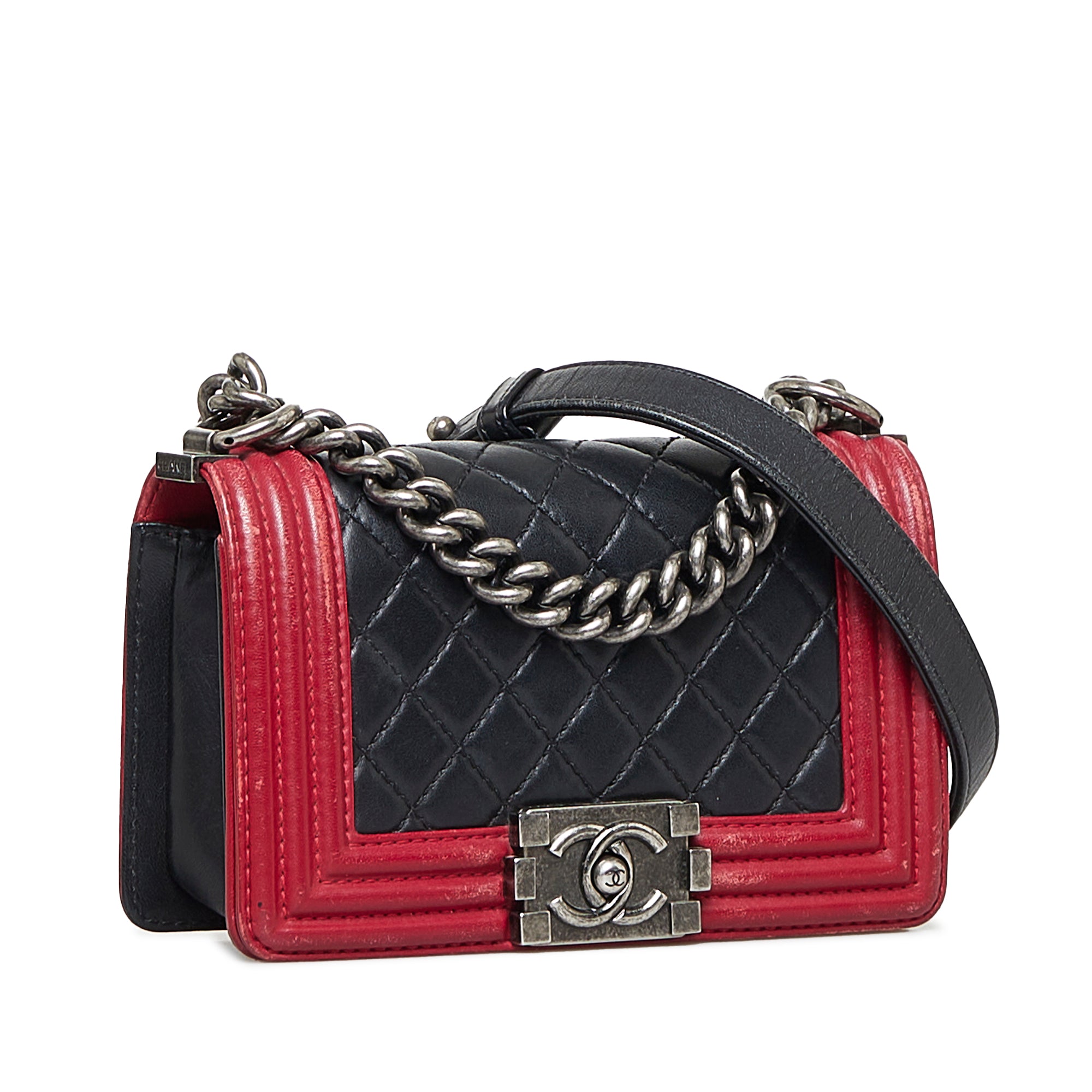chanel red sling bag leather