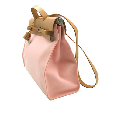 Pink Hermes Herbag Zip Toile 39 Satchel - Designer Revival