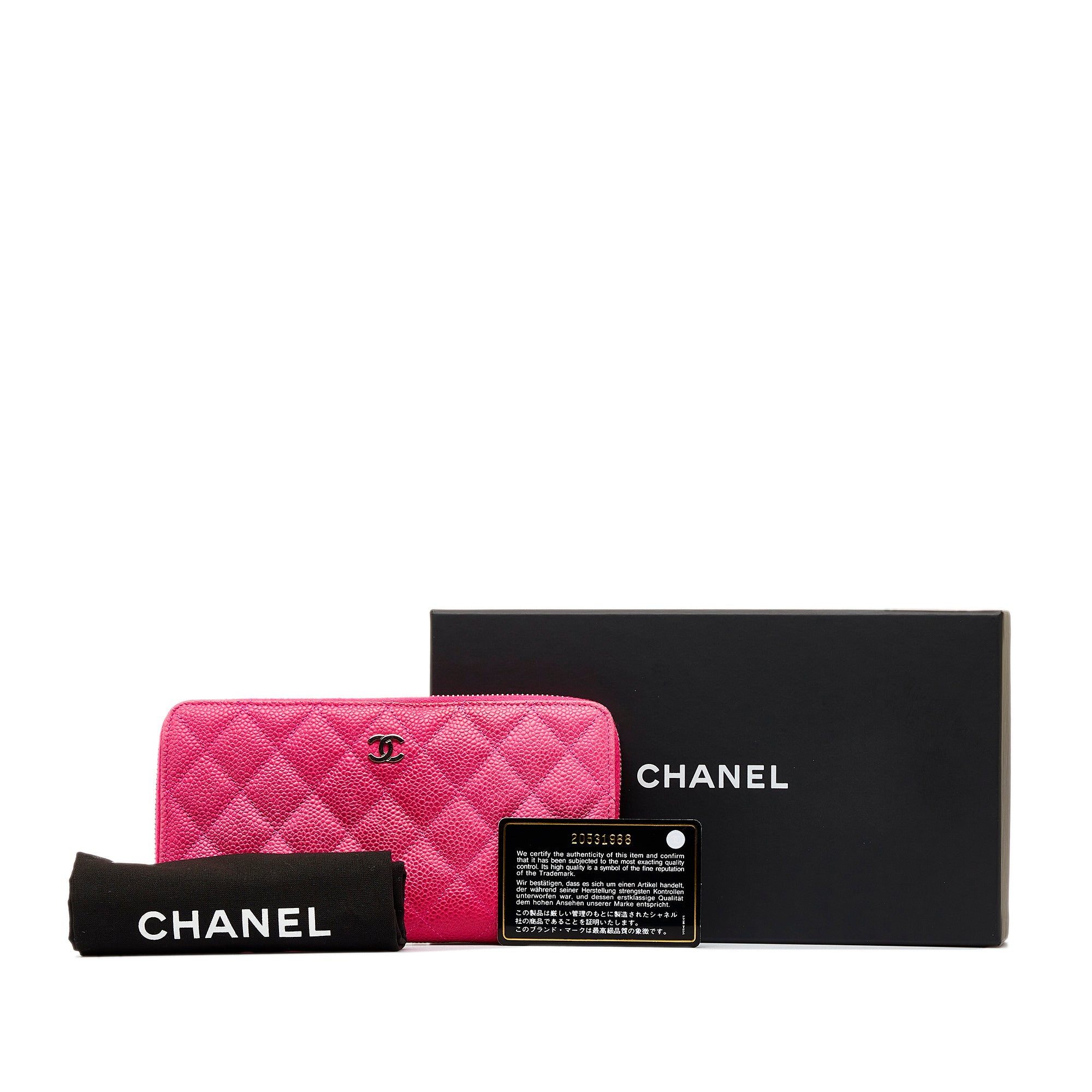 Pink Chanel CC Caviar Zip Around Wallet – Designer Revival