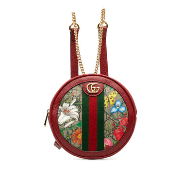 Red Gucci GG Supreme Flora Ophidia Backpack - Designer Revival