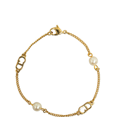 Gold Dior Faux Pearl Chain Bracelet - Designer Revival