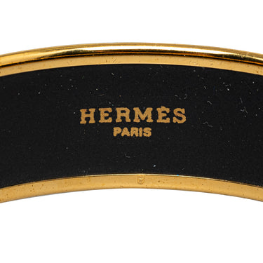 Gold Hermes Lions Wide Enamel Bangle Costume Bracelet - Designer Revival