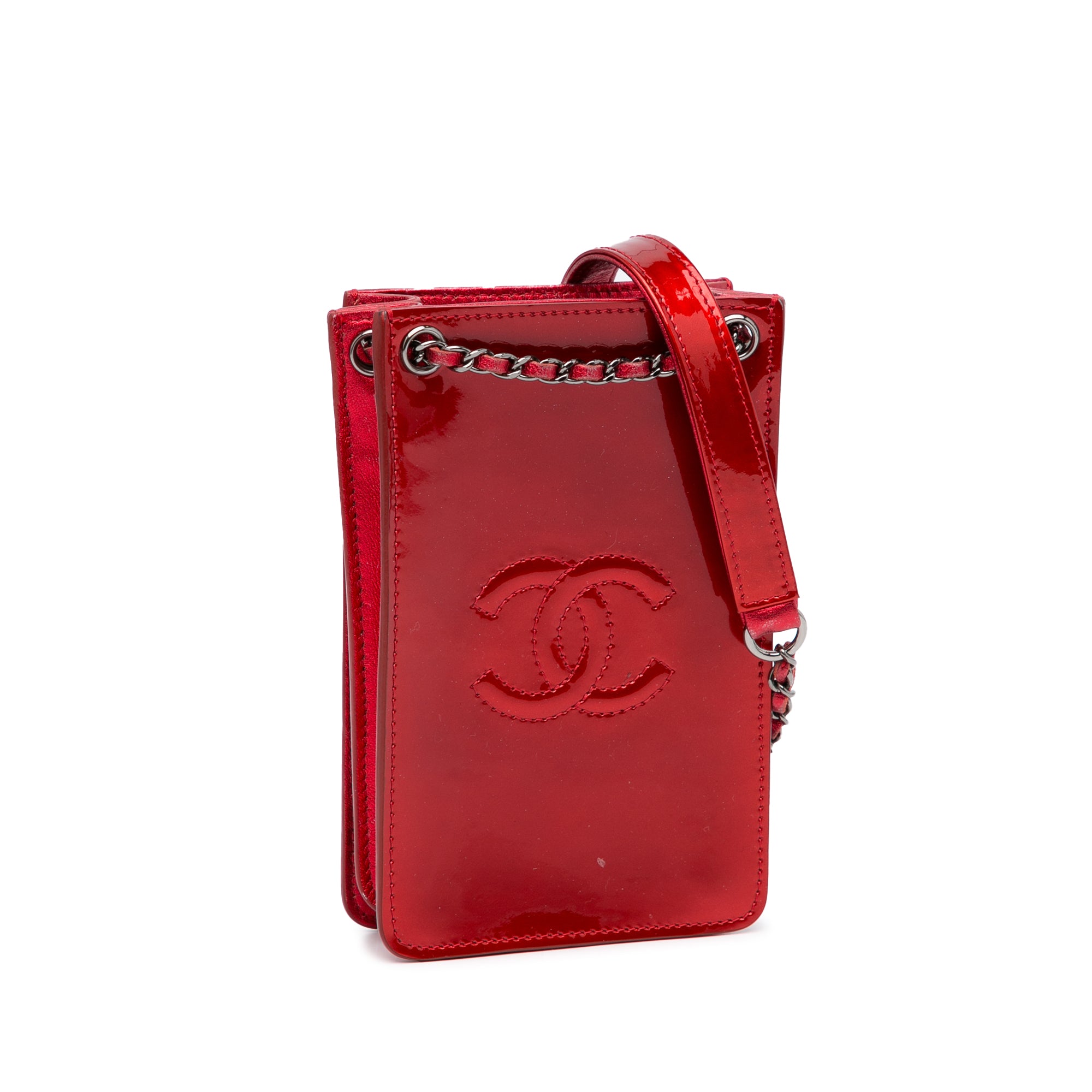 Red Chanel CC Phone Holder Chain Crossbody