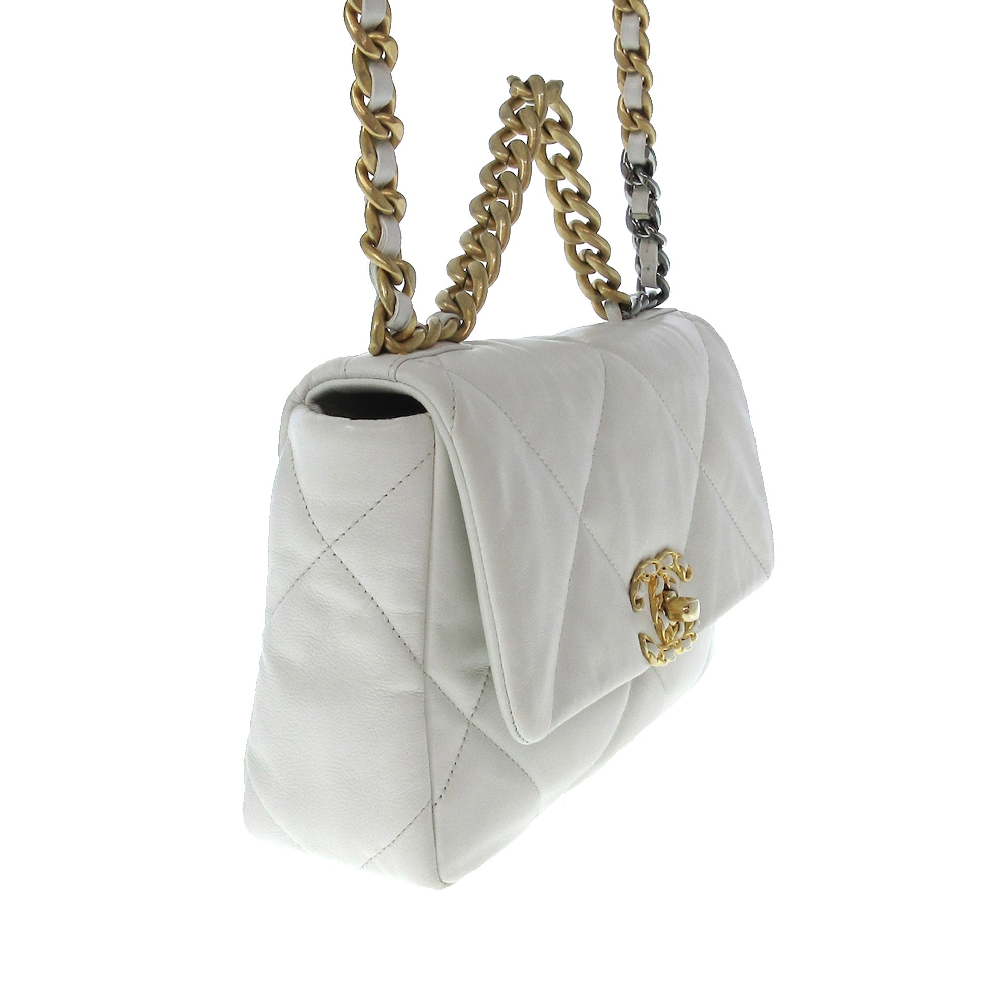 White Chanel Medium 19 Flap Bag Satchel – Designer Revival