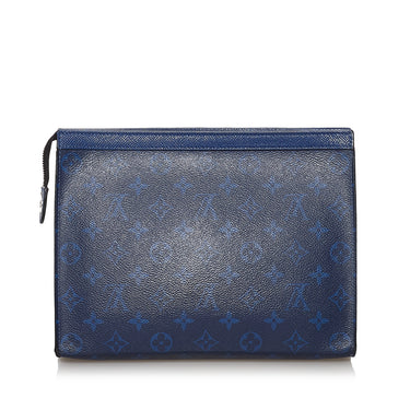 Blue Louis Vuitton Monogram Taigarama Pochette Voyage MM Clutch Bag - Designer Revival