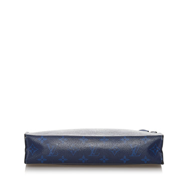 Blue Louis Vuitton Monogram Taigarama Pochette Voyage MM Clutch Bag - Designer Revival