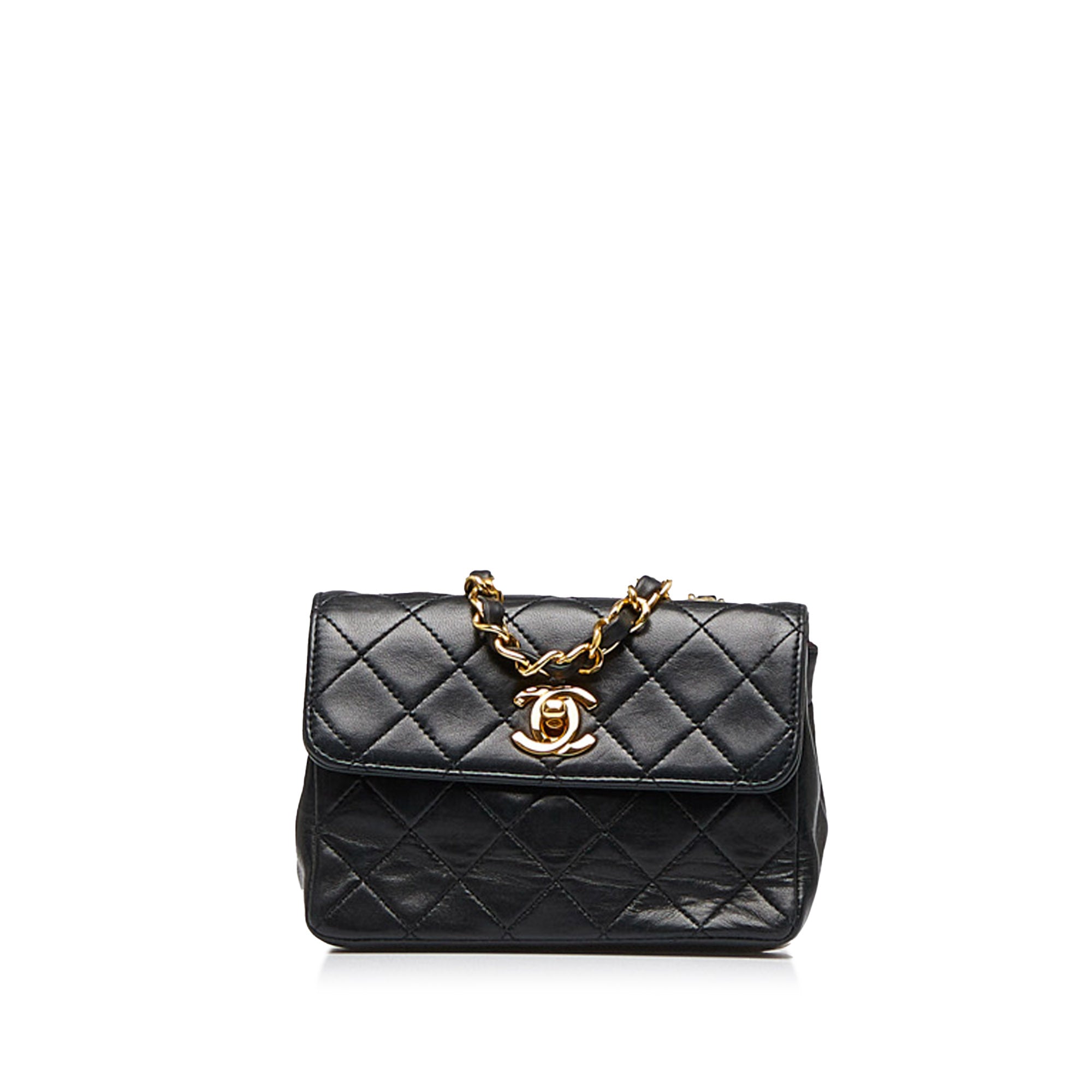 Black Chanel CLASSIC Extra Mini Classic Lambskin Leather Flap Bag