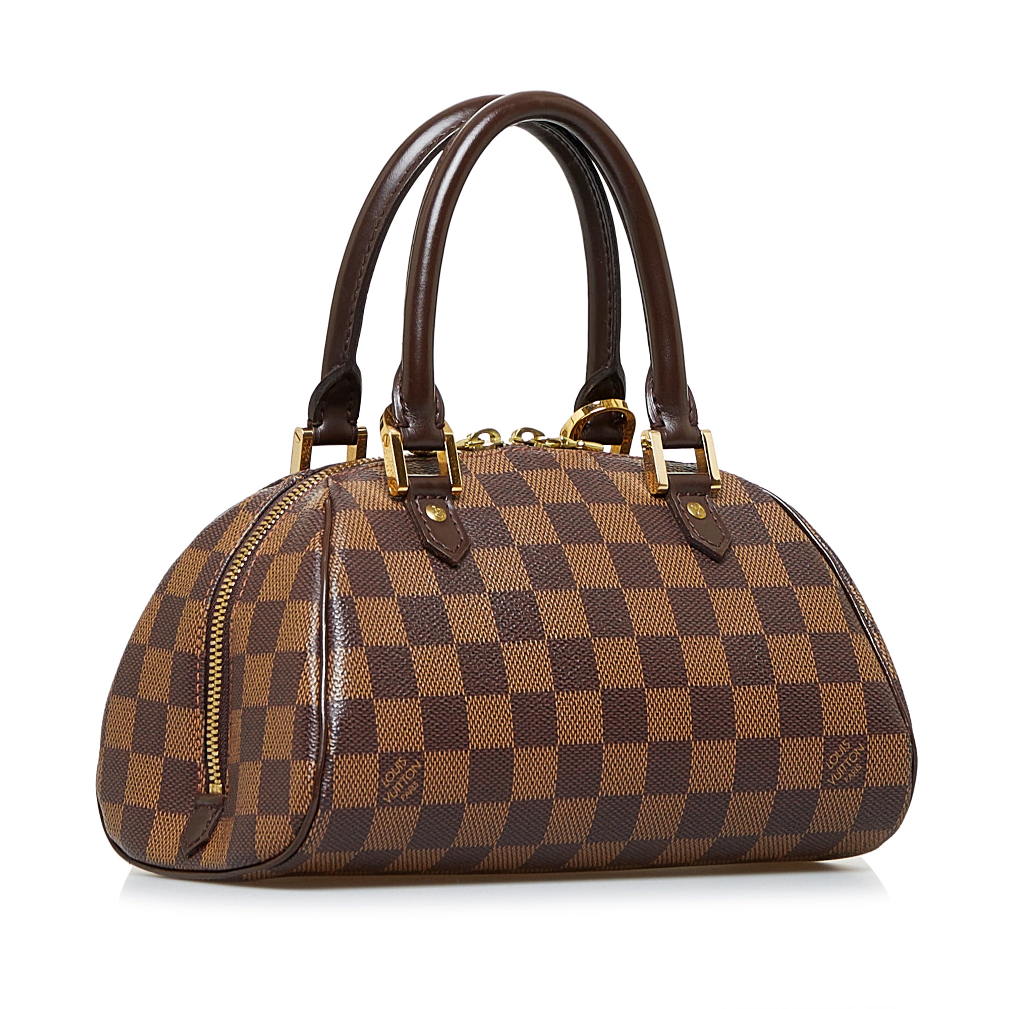 Louis Vuitton Ribera Mini Handbag in Ebene Damier Canvas and Brown