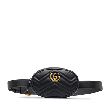Black Gucci Gg Marmont Matelasse Belt Bag - Designer Revival