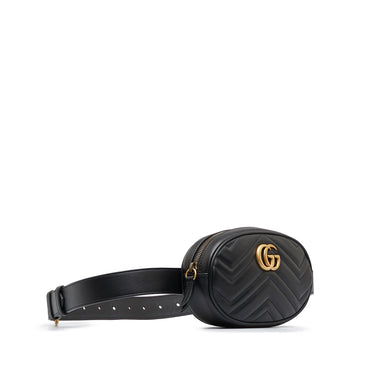 Black Gucci Gg Marmont Matelasse Belt Bag - Designer Revival