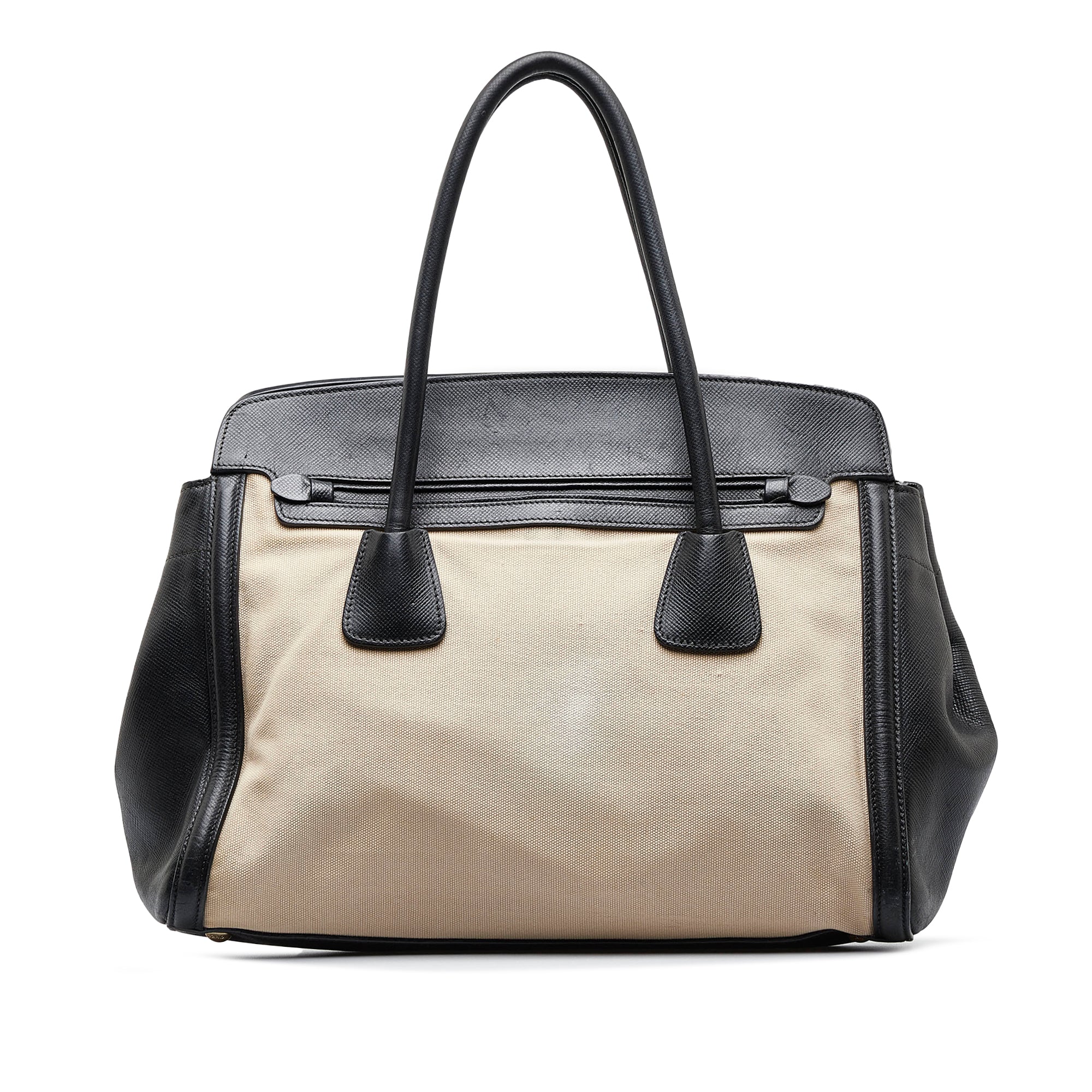 Prada Vintage - Saffiano Trimmed Canvas Handbag Bag - Brown Beige - Leather  Handbag - Luxury High Quality - Avvenice