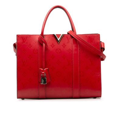 Red Louis Vuitton Monogram Cuir Plume Very Tote MM Satchel - Designer Revival