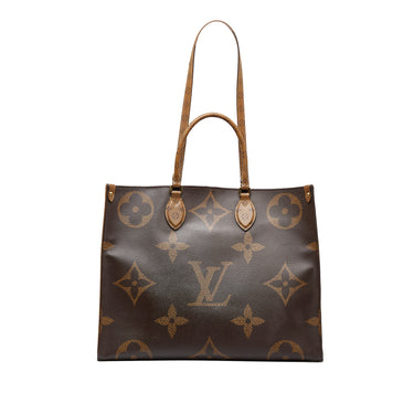 Brown Louis Vuitton Monogram Reverse OntheGo GM Satchel - Designer Revival