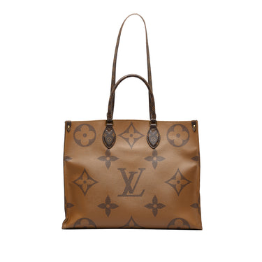 Brown Louis Vuitton Monogram Reverse OntheGo GM Satchel - Designer Revival