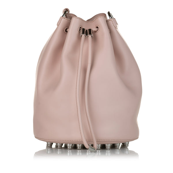Pink Alexander Wang Diego Leather Drawstring Alpha Bucket Bag
