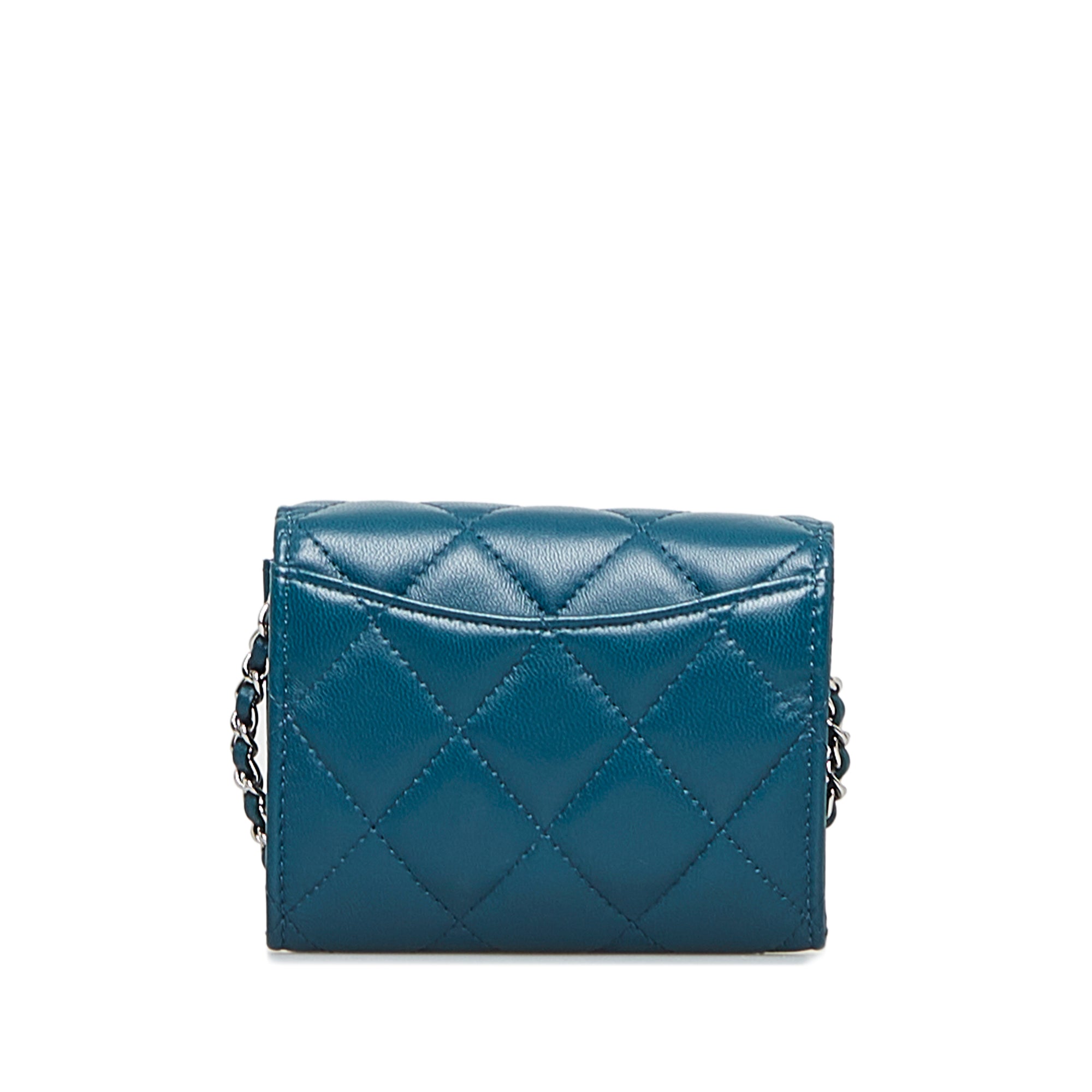 Blue Chanel Classic Compact Wallet On Chain Crossbody Bag