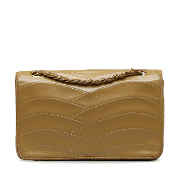 Brown Chanel Small Wave Lambskin Flap Bag - Designer Revival
