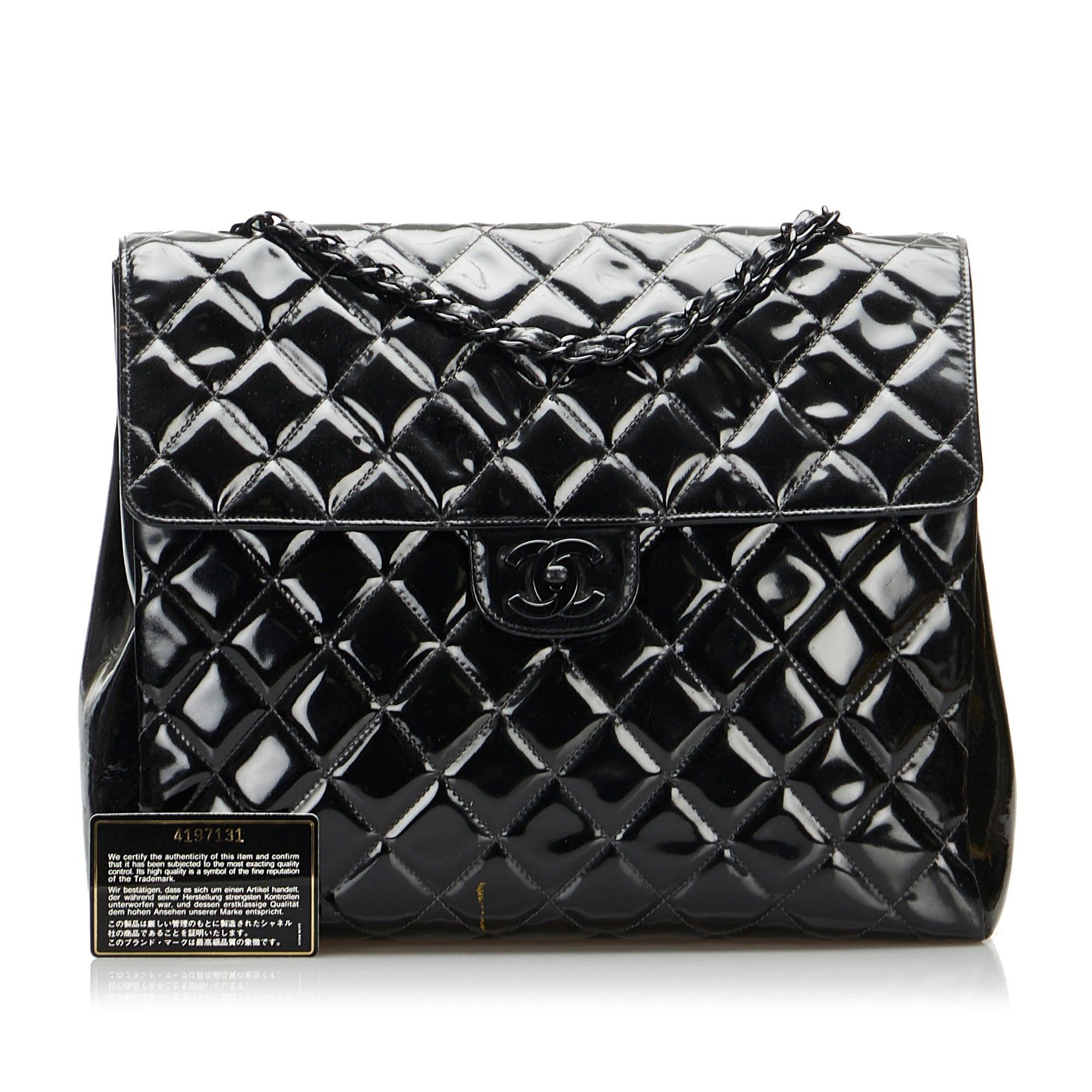 Black Chanel So Black Matelasse Patent Leather Single Flap Bag, Cra-wallonieShops Revival