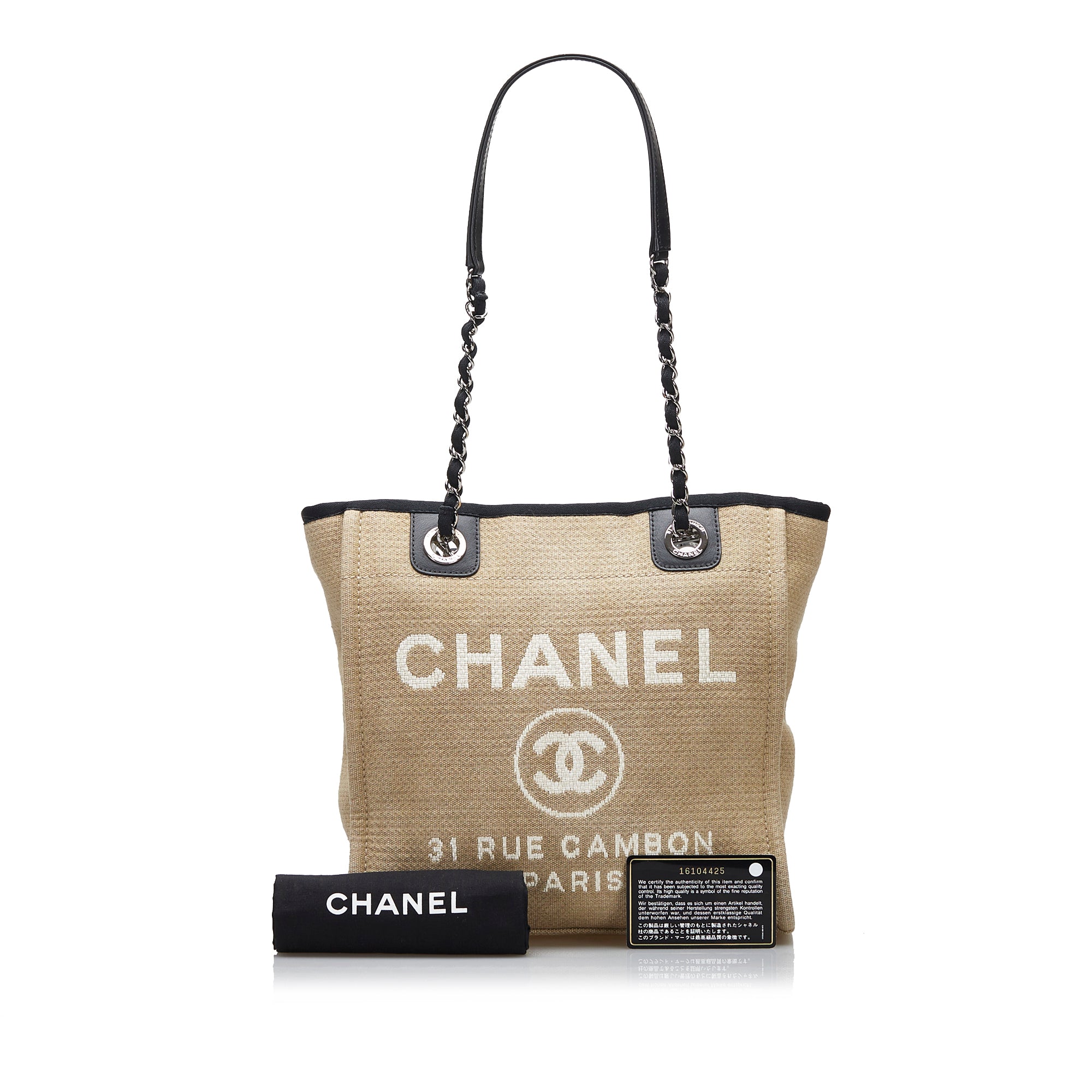 authentic chanel deauville tote small
