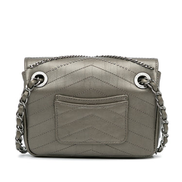 Gray Chanel Mini Embellished Calfskin Chevron Square Envelop Flap Crossbody Bag - Designer Revival