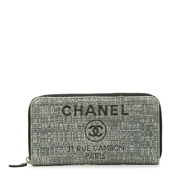 Gray Chanel Tweed Deauville Continental Wallet - Designer Revival