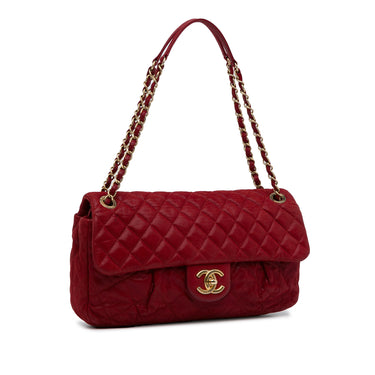 Red Chanel Coco Pleats Flap Bag - Designer Revival