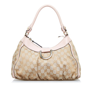 Beige Gucci GG Canvas Abbey D-Ring Handbag