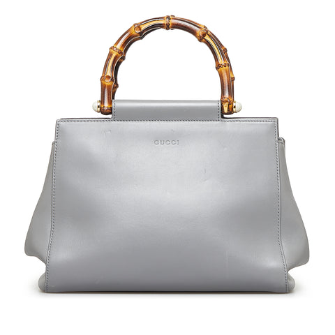 Gray Gucci Small Bamboo Nymphaea Satchel